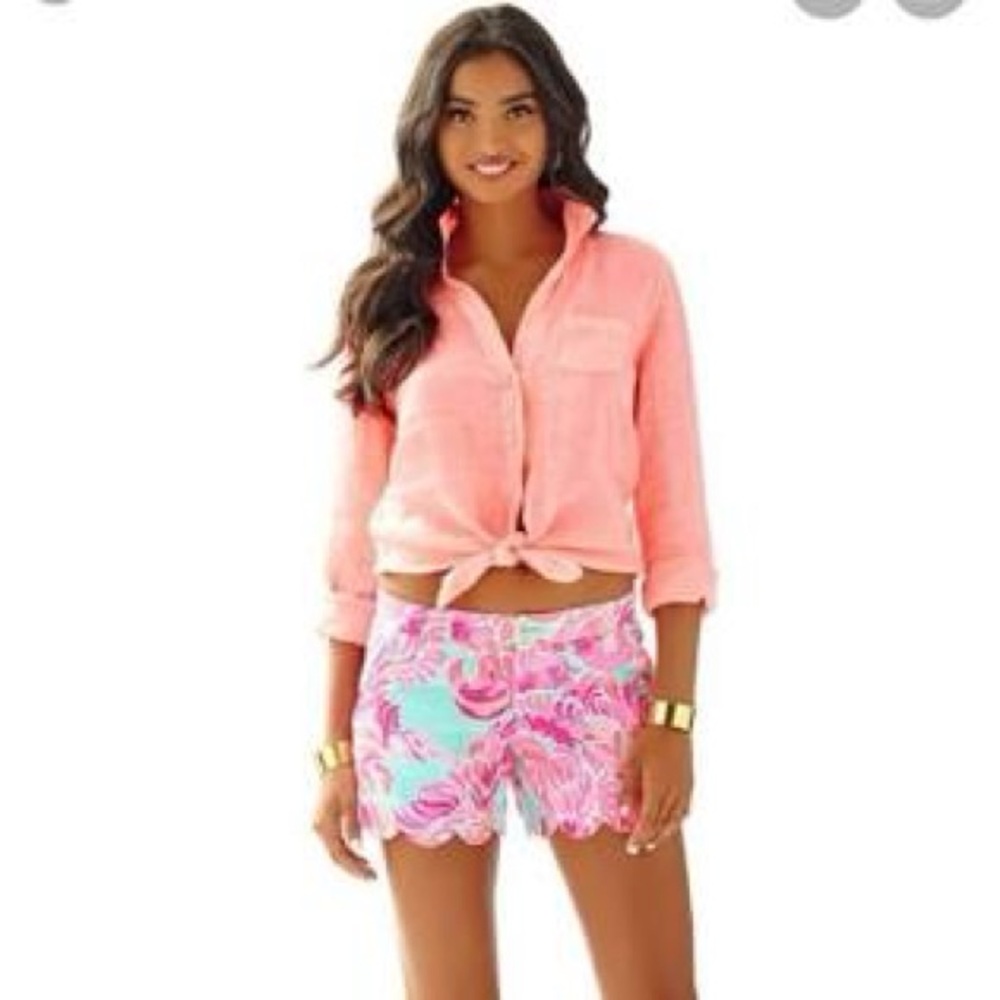 Lilly Pulitzer Vibrant Pink and Aqua Shorts - Picture 2 of 6